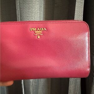 Pink Prada Zip Wallet